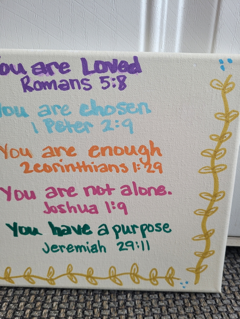 Hand Painted Inspirational Scripture Canvas - Multicolor - Picture 3 of 4